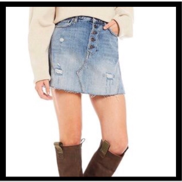 Free People A-Line Denim Mini Skirt!!! - Picture 1 of 7